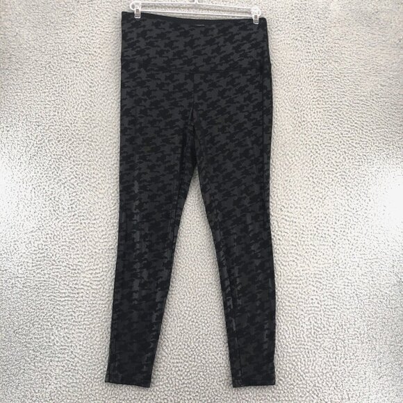 Chicos Leggings Women 1 US 8 10 Black Houndstooth Zenergy Stretch Pull On Casual - Picture 1 of 11